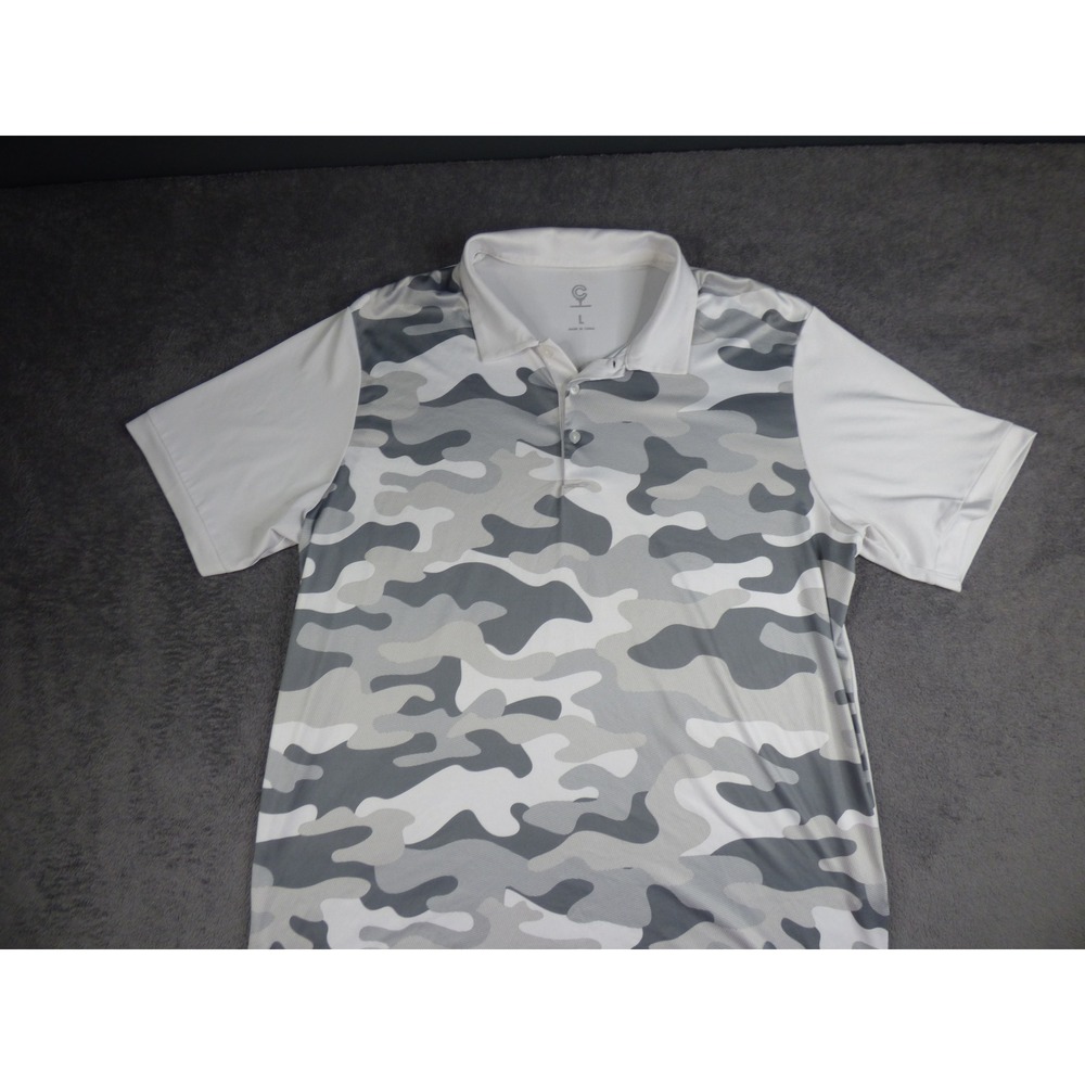 G-Fore Mens Grey White Camo Performance Golf Polo Shirt Size Large Short Sleeve